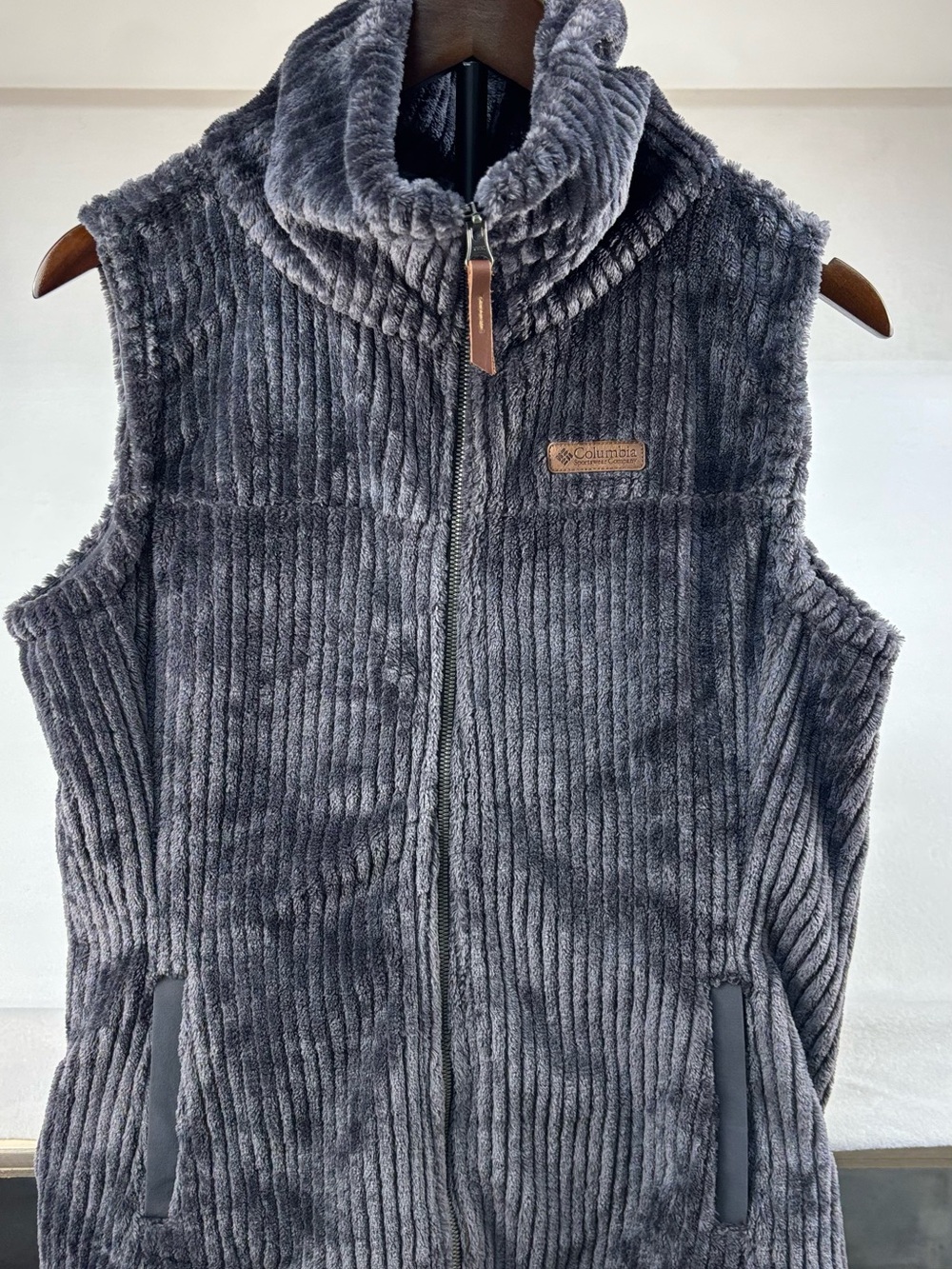Columbia Kids Gray Plush Fleece Vest - Soft Ribbed Texture